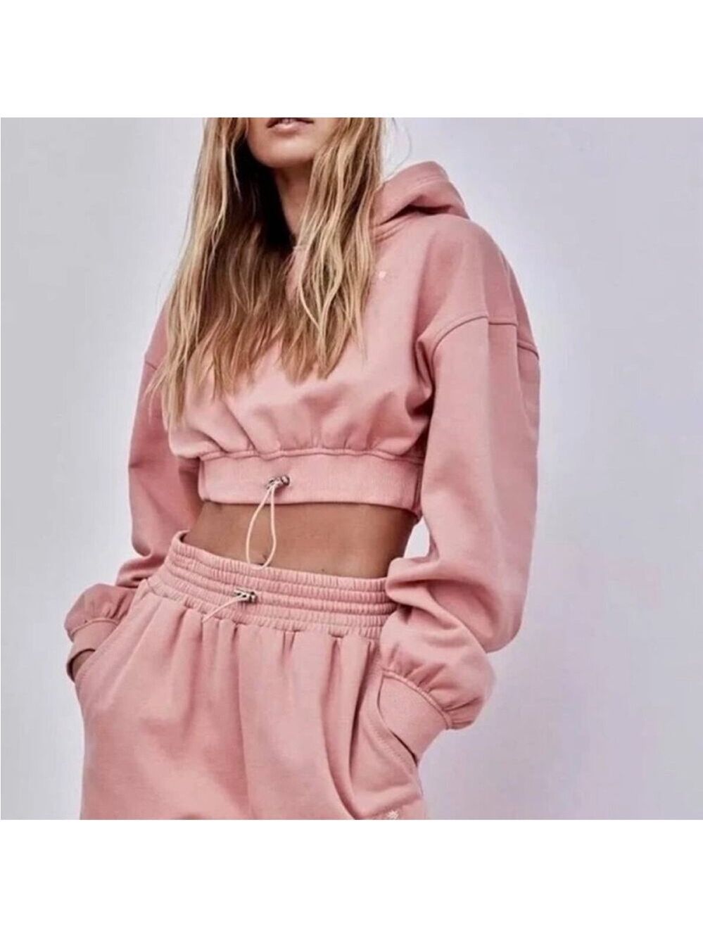 NWT For Love & Lemons Leisure Cropped Pink Hoodie Size Small